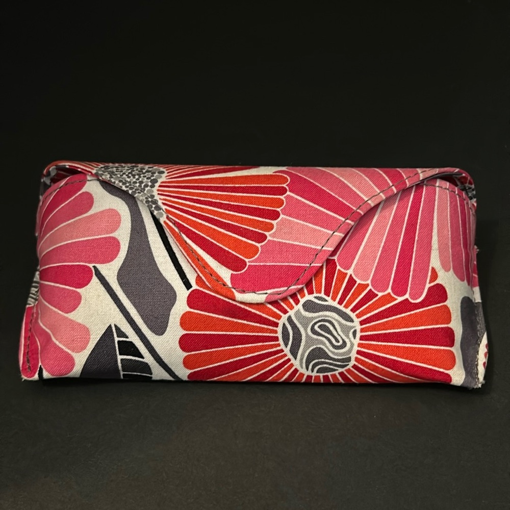 Vera Bradley Floral Fabric Covered Hardshell Glasses Case-Pink-Gray-Red